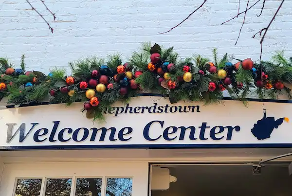 welcome center sign over door